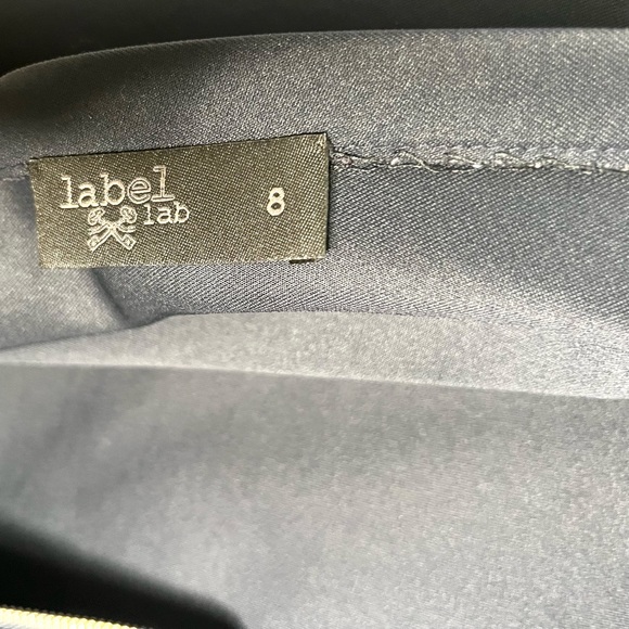 Label Lab Navy Asymmetrical Back Zipper Cocktail Evening Dress Size 8 - Picture 2 of 5